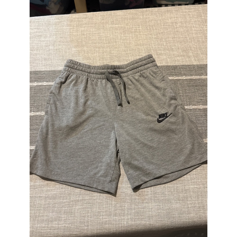 Kids Nike Gray Athletic Shorts Drawstring Elastic Waist Casual Sportswear Size M